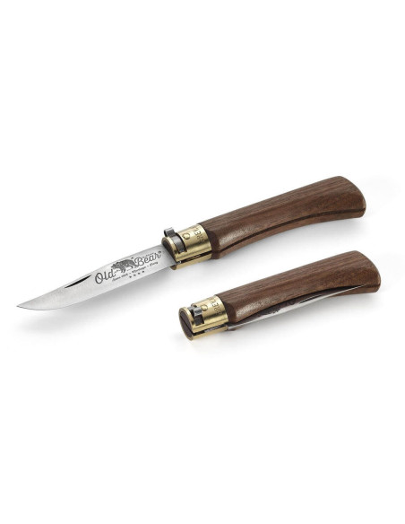 Old Bear hobbykniv 9 cm, blad i rustfrit stål, håndtag i valnød med hylster