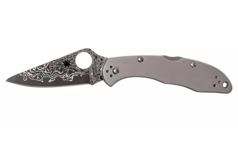 SPYDERCO DELICA 4 Titanium Damascus C11TIPD 11 cm foldekniv + skede