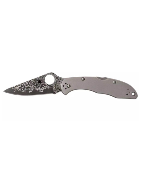SPYDERCO DELICA 4 Titanium Damascus C11TIPD 11 cm foldekniv + skede
