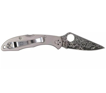 Cuchillo plegable SPYDERCO DELICA 4 Titanio Damasco C11TIPD 11cm + funda 2