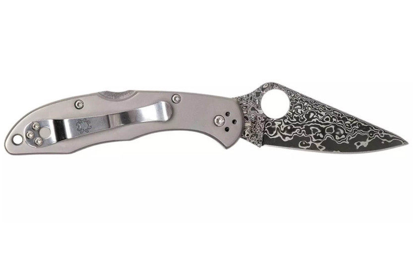 SPYDERCO DELICA 4 Titanium Damascus C11TIPD 11 cm foldekniv + skede
