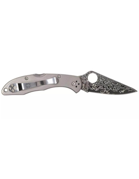 SPYDERCO DELICA 4 Titanium Damascus C11TIPD 11 cm foldekniv + skede