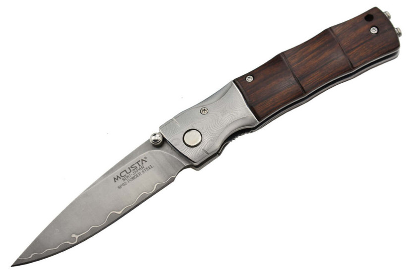 MCUSTA Bamboo MC.145 coltello pieghevole con manico in legno di ferro da 10 cm + fodero