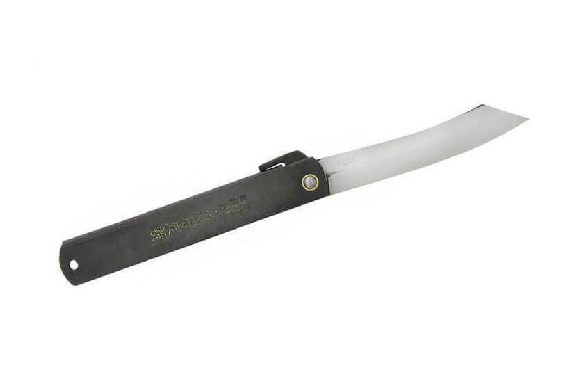 Navaja plegable Higonokami 669 de acero al carbono 9,5cm mango de acero grabado negro