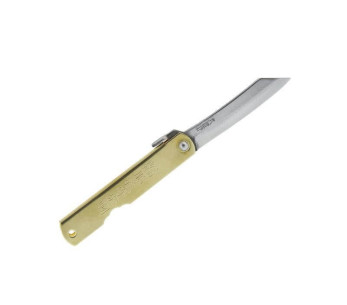 Higonokami luxe 16 foldekniv i karbonstål med gravert messinghåndtak 10 cm