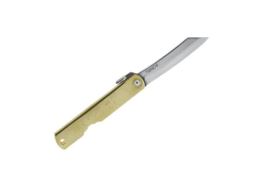 Klappmesser Higonokami luxe 16 Karbonstahl Griff Messing graviert 10cm