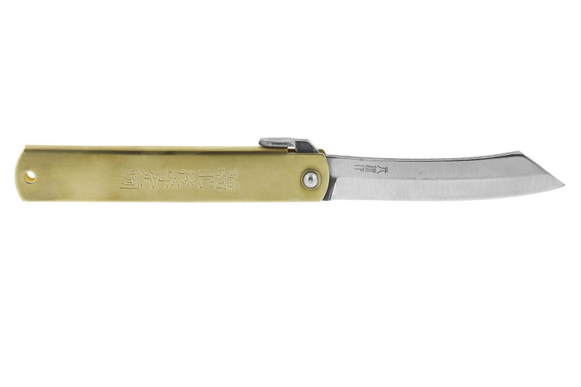 Higonokami luxe 17 cuchillo plegable acero al carbono mango de latón grabado 12cm