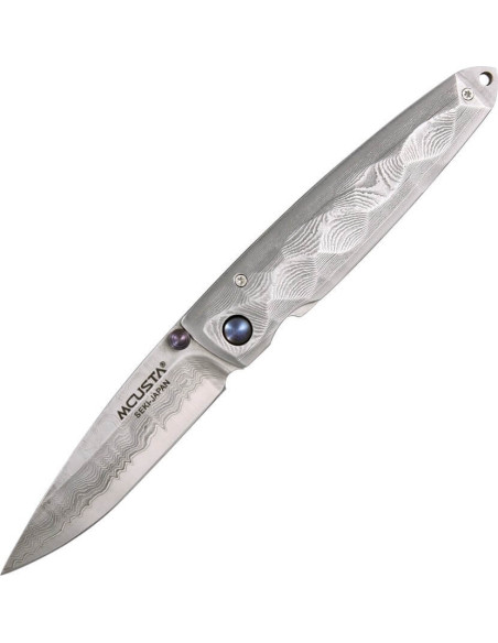 MCUSTA Tsuchi MC-34D Damaskusteräksestä valmistettu taittoveitsi 66 kerrosta 10cm + tuppi