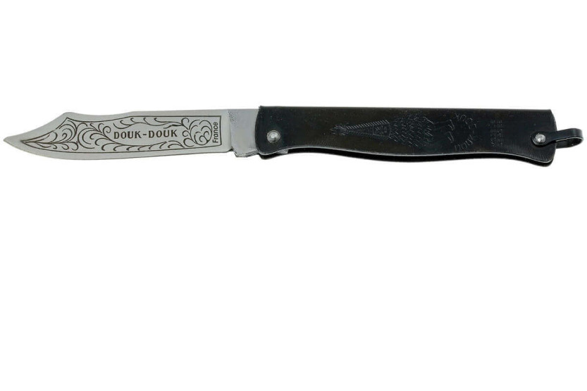 Douk-Douk folding knife 815PM carbon steel blade black metal handle 9cm