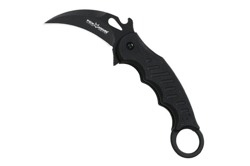 FOX Military FX.599 Karambit taittoveitsi mustalla G10 kahvalla 12cm