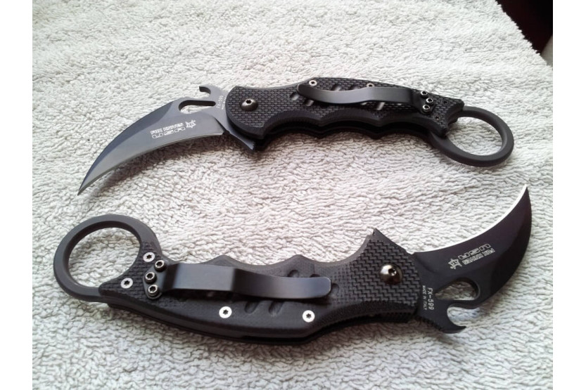 FOX Military FX.599 Karambit taittoveitsi mustalla G10 kahvalla 12cm