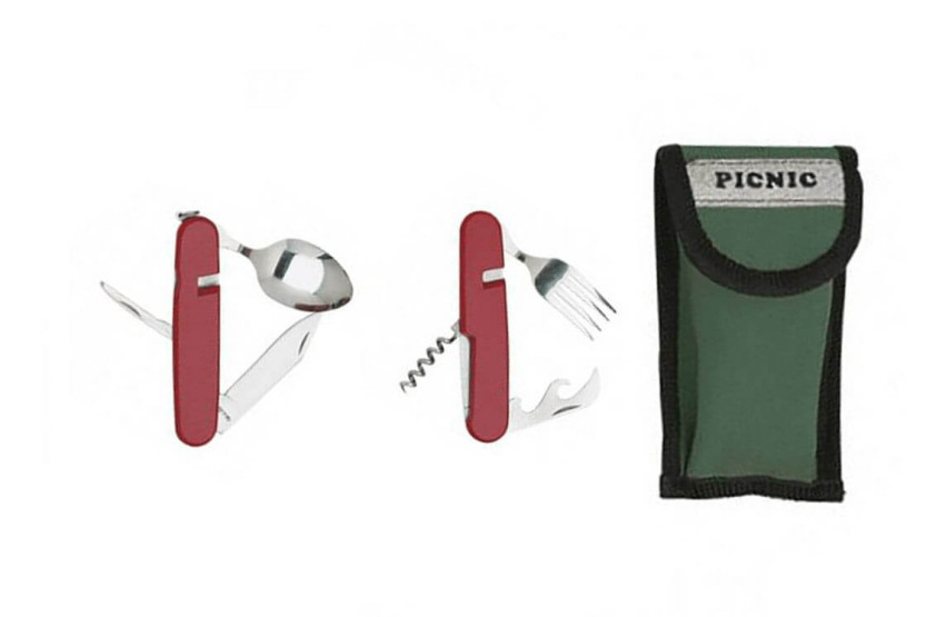 Juego de cubiertos de camping Herbertz de acero inoxidable con estuche