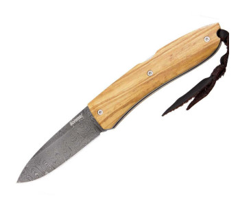 LionSteel Opera foldekniv Damaskus-stål 10 cm skaft + blonder