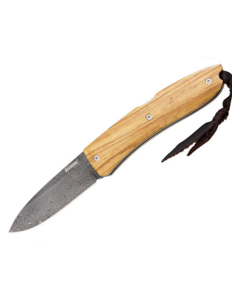 Faca dobrável LionSteel Opera Aço Damasco Cabo de 10 cm + laço