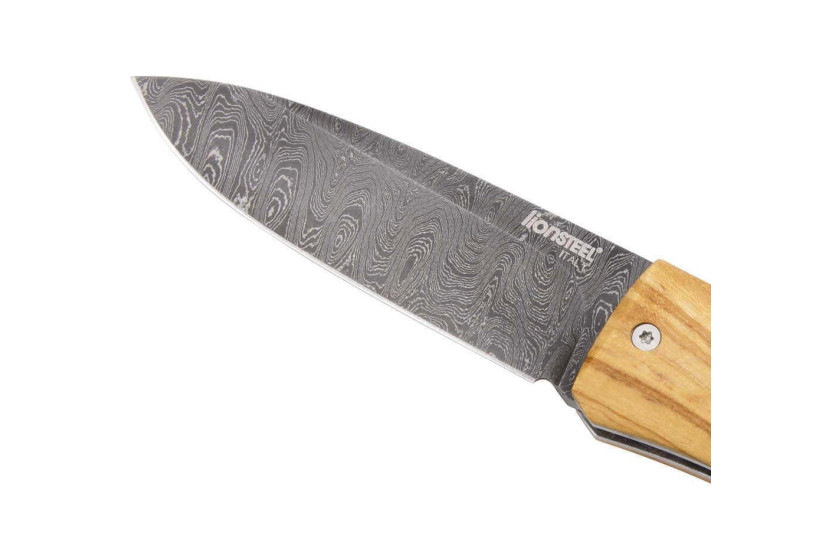 LionSteel Opera vouwmes Damascus staal 10cm handvat + veter