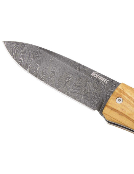 Faca dobrável LionSteel Opera Aço Damasco Cabo de 10 cm + laço