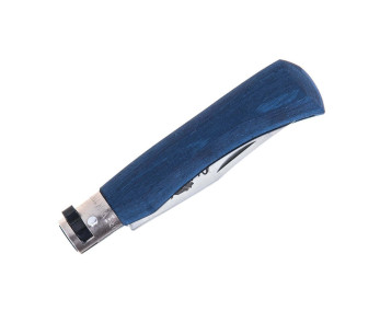 Coltello artigianale Old Bear con manico in legno Ayous laminato blu a colori 2