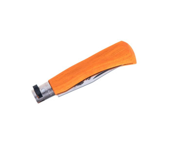 Handgefertigtes Messer Old Bear Full Color orange Griff aus laminiertem Ayous-Holz 2