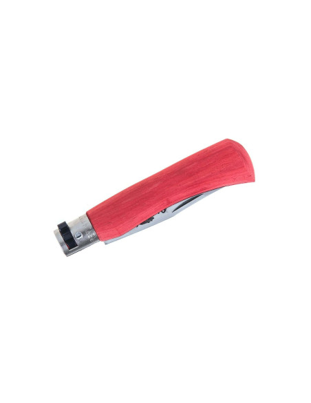 Cuchillo artesanal Old Bear Full Color rojo laminado mango de madera Ayous