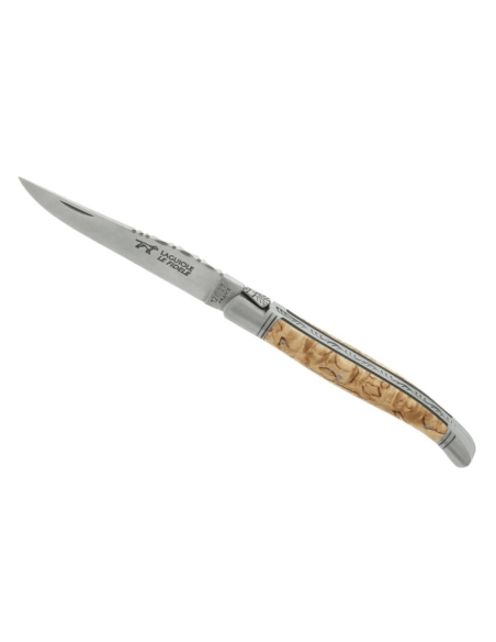 Laguiole folding knife LE FIDELE steel blade birch wood handle 12cm