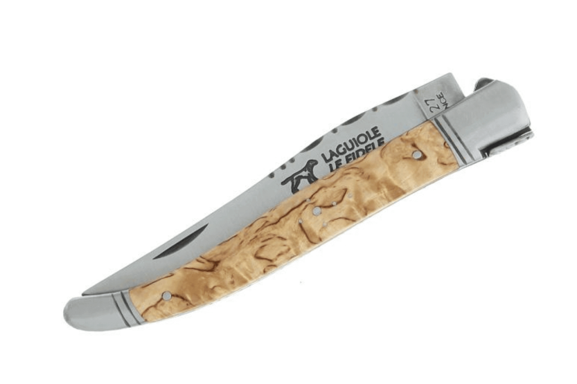 Laguiole folding knife LE FIDELE steel blade birch wood handle 12cm