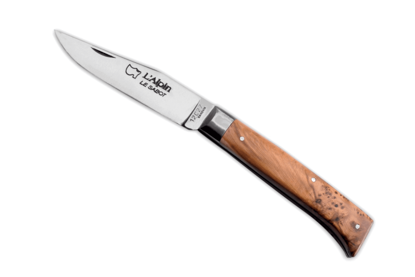 AU SABOT L'Alpin foldekniv Sandvik-stål enebærhåndtak 10 cm