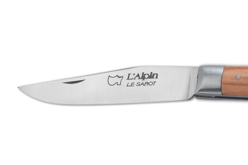 Coltello pieghevole Au Sabot L'Alpin Acciaio Sandvik Manico in legno d'ulivo 10cm
