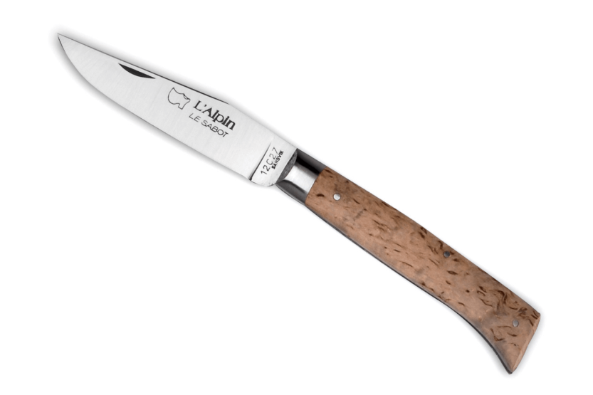 Au Sabot L'Alpin navaja plegable Acero Sandvik 10cm mango de abedul