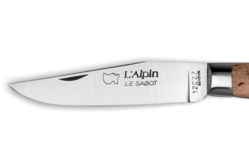 Au Sabot L'Alpin navaja plegable Acero Sandvik 10cm mango de abedul