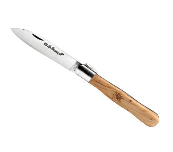 Cuchillo plegable Au Sabot Le Provençal Acero Sandvik Mango de madera de olivo 12cm