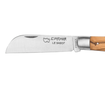 Cuchillo plegable Au Sabot L'Armor Acero Sandvik Mango de madera de olivo 10.5cm 2