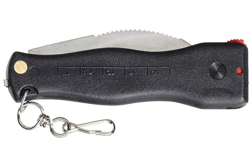 Maserin 11cm black stainless steel folding mushroom knife with brush
