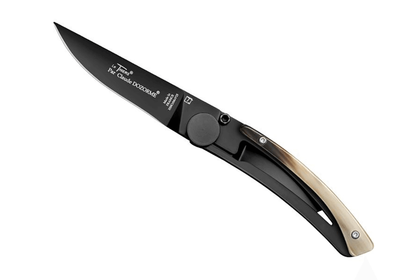Coltello pieghevole Le Thiers Liner Lock Claude Dozorme acciaio nero corno chiaro 10,5 cm