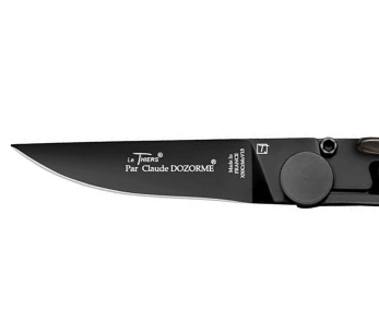 Le Thiers Liner Lock taittoveitsi Claude Dozorme musta teräs vaalea sarvi 10.5cm 2
