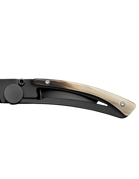 Coltello pieghevole Le Thiers Liner Lock Claude Dozorme acciaio nero corno chiaro 10,5 cm