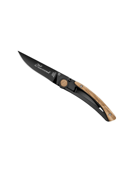 Le Thiers Liner Lock cuchillo plegable Claude Dozorme acero negro madera de olivo 10.5cm