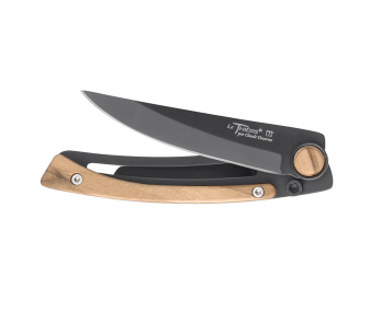 Le Thiers Liner Lock foldekniv Claude Dozorme svart stål oliventre 10,5 cm 2