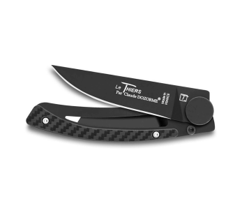 Faca dobrável Claude Dozorme Le Thiers Liner Lock cabo em aço carbono preto 10,5 cm 2