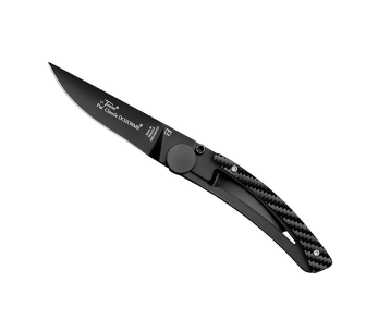 Le Thiers Liner Lock taittoveitsi Claude Dozorme musta teräs hiiliteräs kahva 10.5cm