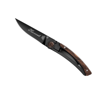 Le Thiers Liner Lock taittoveitsi Claude Dozorme musta teräs vallernia puu 10.5cm