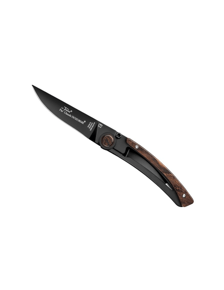 Le Thiers Liner Lock foldekniv Claude Dozorme sort stål vallernia træ 10,5 cm