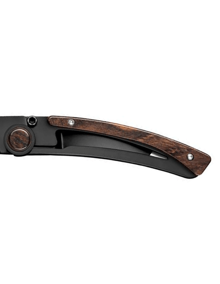 Le Thiers Liner Lock folding knife Claude Dozorme black steel vallernia wood 10.5cm