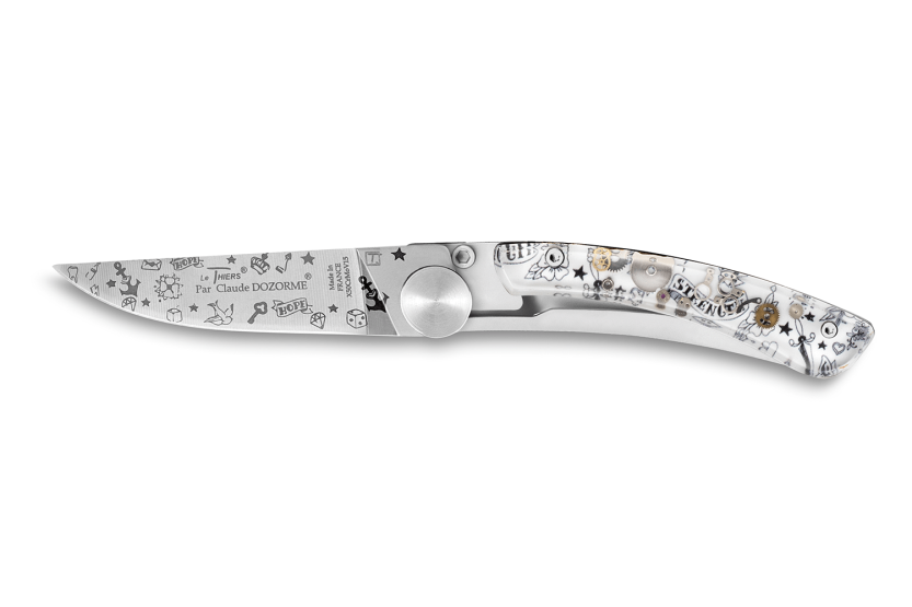 Le Thiers Liner Lock folding knife Claude Dozorme old school decor 10.5cm
