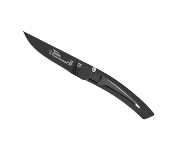 Le Thiers Liner Lock fällkniv Claude Dozorme svart rostfritt stål 10,5cm