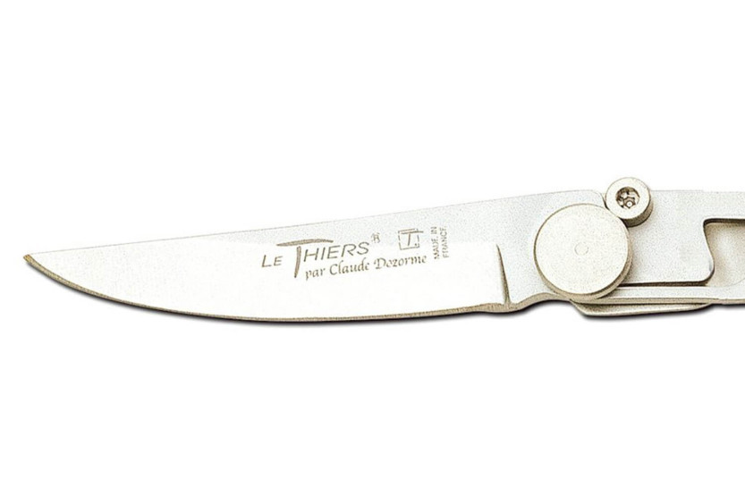 Le Thiers Liner Lock foldekniv Claude Dozorme helt i rustfritt stål 10,5 cm
