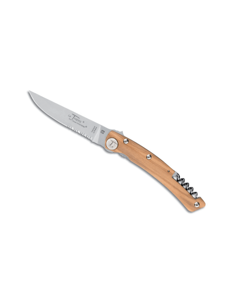 Le Thiers Liner Lock Claude Dozorme navaja plegable de oliva, dentada, 12,5cm