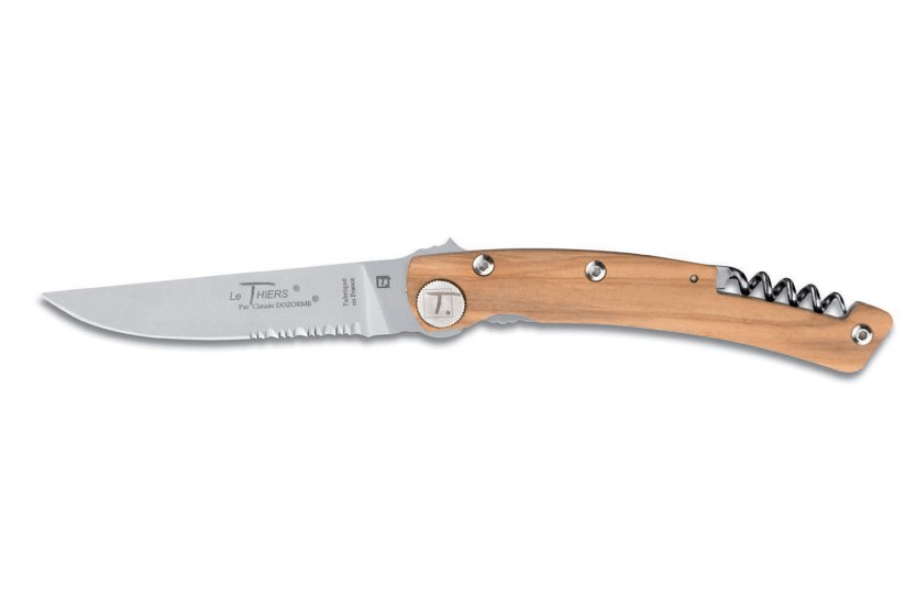 Le Thiers Liner Lock Claude Dozorme oliven foldekniv 12,5 cm