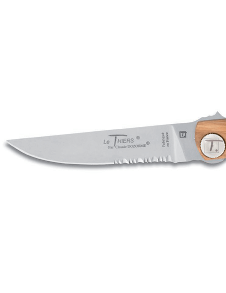 Le Thiers Liner Lock Claude Dozorme navaja plegable de oliva, dentada, 12,5cm