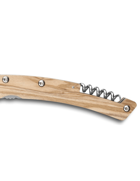 Folding knife black serrated blade Le Thiers Liner Lock Claude Dozorme olivier 12,5cm
