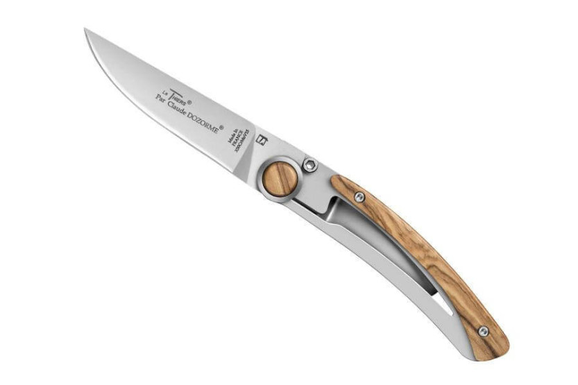 Claude Dozorme Le Thiers Liner Lock foldekniv i oliventræ 10,5 cm